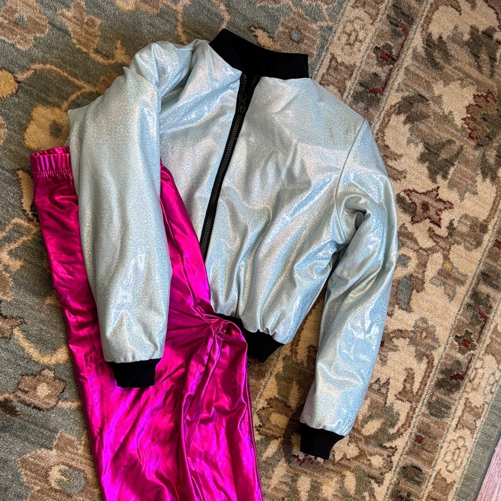 Shiny Jacket black sequin tank and Pink Pants Set (dance recital-hip hop)
